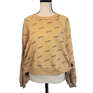 Levis Womens Allover Logo Cropped Cotton Sweatshirt Soft Fleece Retro Style Sz L